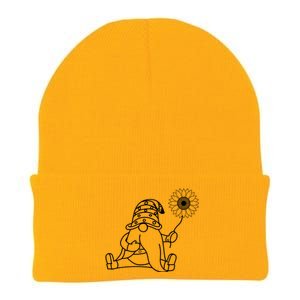 Sunflower Gnome Summer Themed Illustration Knit Cap Winter Beanie