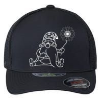 Sunflower Gnome Summer Themed Illustration Flexfit Unipanel Trucker Cap