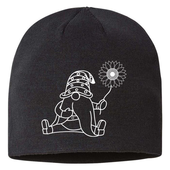 Sunflower Gnome Summer Themed Illustration Sustainable Beanie