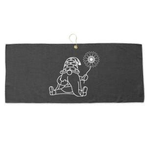 Sunflower Gnome Summer Themed Illustration Large Microfiber Waffle Golf Towel