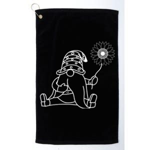 Sunflower Gnome Summer Themed Illustration Platinum Collection Golf Towel