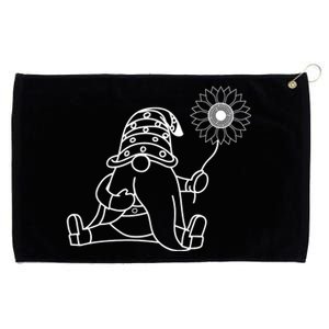 Sunflower Gnome Summer Themed Illustration Grommeted Golf Towel