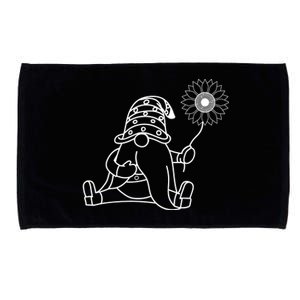 Sunflower Gnome Summer Themed Illustration Microfiber Hand Towel