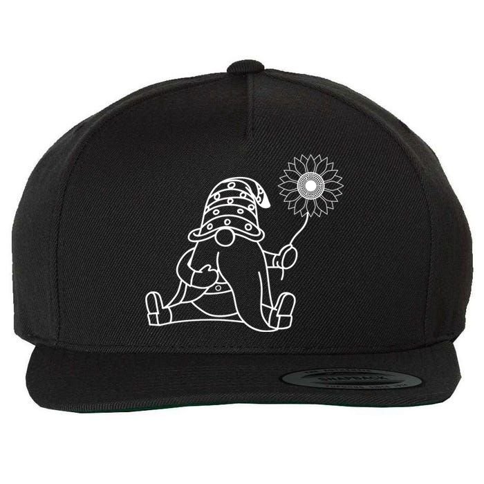 Sunflower Gnome Summer Themed Illustration Wool Snapback Cap