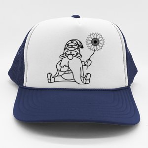 Sunflower Gnome Summer Themed Illustration Trucker Hat