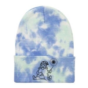 Sunflower Gnome Summer Themed Illustration Tie Dye 12in Knit Beanie