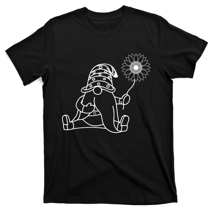 Sunflower Gnome Summer Themed Illustration T-Shirt