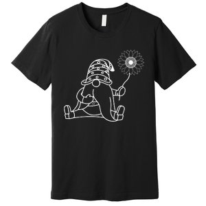 Sunflower Gnome Summer Themed Illustration Premium T-Shirt