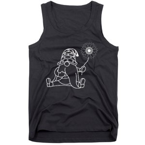 Sunflower Gnome Summer Themed Illustration Tank Top