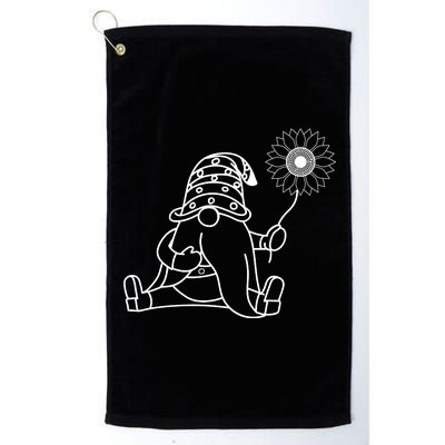 Sunflower Gnome Summer Themed Illustration Platinum Collection Golf Towel