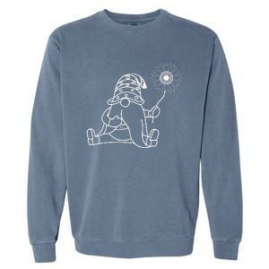 Sunflower Gnome Summer Themed Illustration Garment-Dyed Sweatshirt