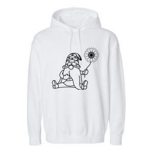 Sunflower Gnome Summer Themed Illustration Garment-Dyed Fleece Hoodie