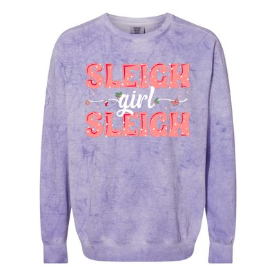 Sleigh Girl Sleigh Retro Christmas Santas Colorblast Crewneck Sweatshirt