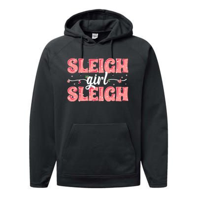 Sleigh Girl Sleigh Retro Christmas Santas Performance Fleece Hoodie