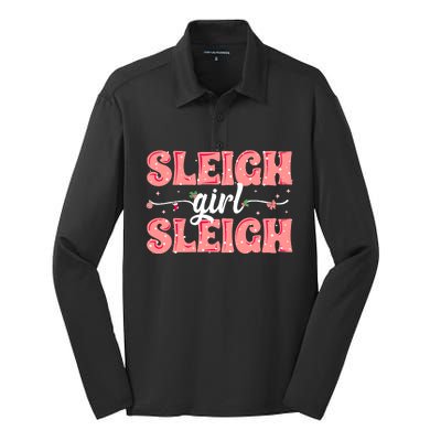 Sleigh Girl Sleigh Retro Christmas Santas Silk Touch Performance Long Sleeve Polo