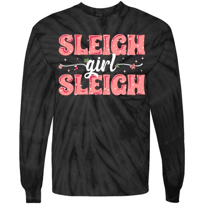 Sleigh Girl Sleigh Retro Christmas Santas Tie-Dye Long Sleeve Shirt