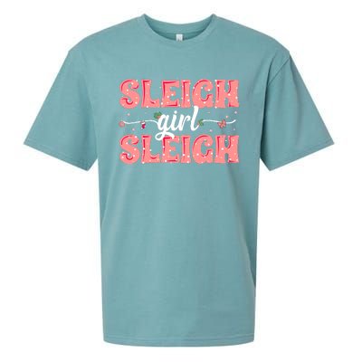 Sleigh Girl Sleigh Retro Christmas Santas Sueded Cloud Jersey T-Shirt