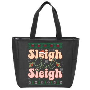 Sleigh Girl Sleigh Christmas Ugly Sweater Christmas Zip Tote Bag