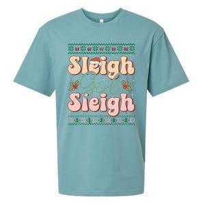 Sleigh Girl Sleigh Christmas Ugly Sweater Christmas Sueded Cloud Jersey T-Shirt