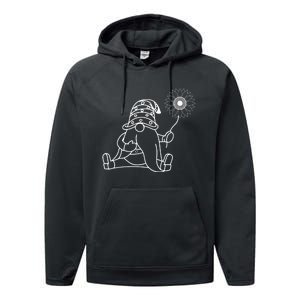 Sunflower Gnome Summer Themed Graphic Performance Fleece Hoodie