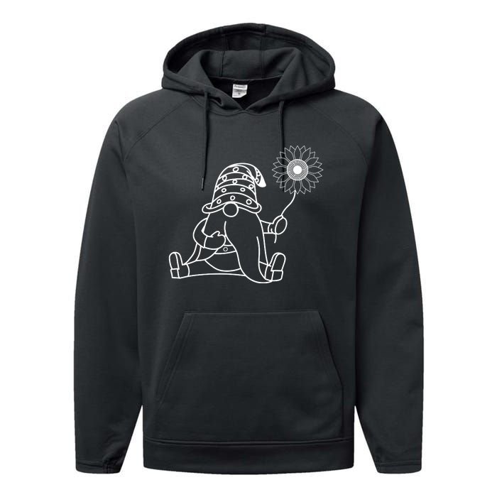 Sunflower Gnome Summer Themed Graphic Performance Fleece Hoodie