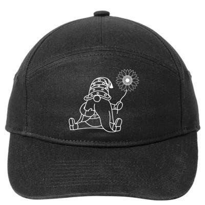 Sunflower Gnome Summer Themed Graphic 7-Panel Snapback Hat