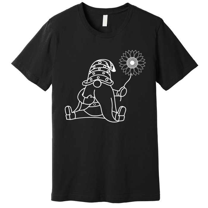 Sunflower Gnome Summer Themed Graphic Premium T-Shirt