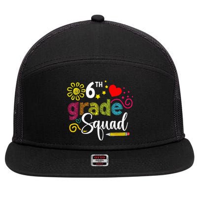 Sixth Grade Squad Back To School 6th Grader Teacher 7 Panel Mesh Trucker Snapback Hat