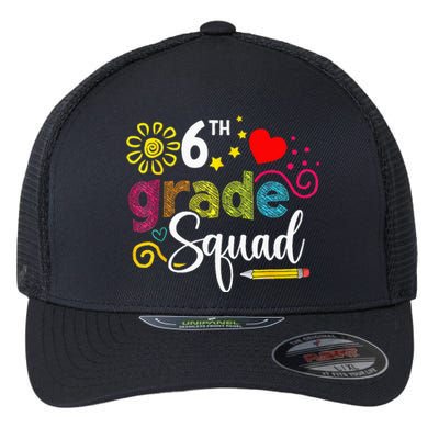 Sixth Grade Squad Back To School 6th Grader Teacher Flexfit Unipanel Trucker Cap