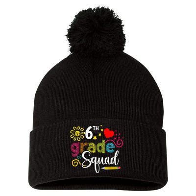 Sixth Grade Squad Back To School 6th Grader Teacher Pom Pom 12in Knit Beanie