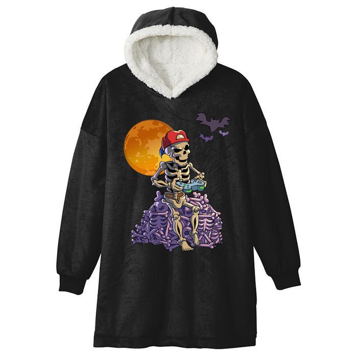 Spooky Gamer Skeleton Halloween Video Games Fun Hooded Wearable Blanket