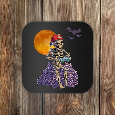 Spooky Gamer Skeleton Halloween Video Games Fun Coaster