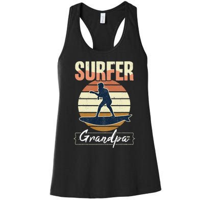 Surfer Grandpa Surf Retro Surfing Grandfather Vintage Surfer Women's Racerback Tank