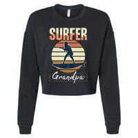 Surfer Grandpa Surf Retro Surfing Grandfather Vintage Surfer Cropped Pullover Crew