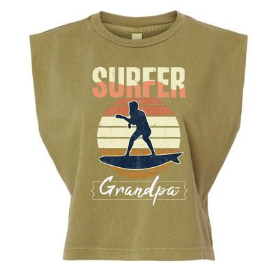 Surfer Grandpa Surf Retro Surfing Grandfather Vintage Surfer Garment-Dyed Women's Muscle Tee