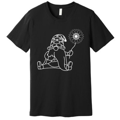 Sunflower Gnome Summer Fun Illustration Premium T-Shirt