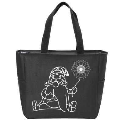 Sunflower Gnome Summer Fun Illustration Zip Tote Bag