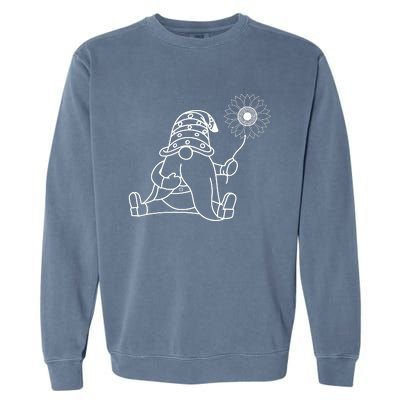 Sunflower Gnome Summer Fun Illustration Garment-Dyed Sweatshirt