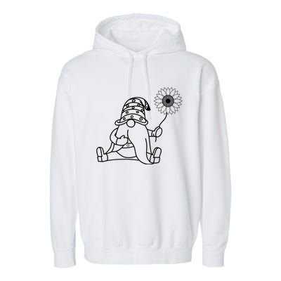 Sunflower Gnome Summer Fun Illustration Garment-Dyed Fleece Hoodie