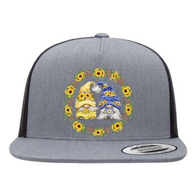 Sunflower Gnome Shows Heart & Love For Gardener Autumn Fall Flat Bill Trucker Hat