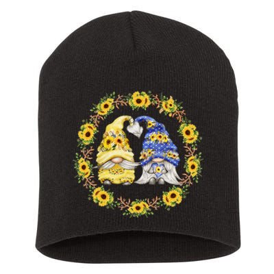 Sunflower Gnome Shows Heart & Love For Gardener Autumn Fall Short Acrylic Beanie