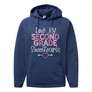 Second Grade Teacher Valentines Day Cool Gift Love Sweethearts Cute Gift Performance Fleece Hoodie