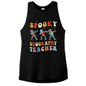 Spooky Geography Teacher Zombie Groovy Halloween Ghost Ladies PosiCharge Tri-Blend Wicking Tank