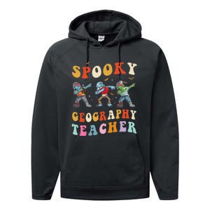 Spooky Geography Teacher Zombie Groovy Halloween Ghost Performance Fleece Hoodie