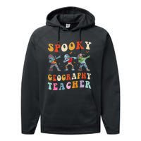 Spooky Geography Teacher Zombie Groovy Halloween Ghost Performance Fleece Hoodie