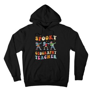 Spooky Geography Teacher Zombie Groovy Halloween Ghost Hoodie