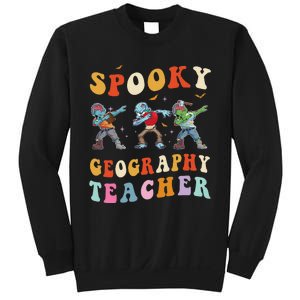 Spooky Geography Teacher Zombie Groovy Halloween Ghost Sweatshirt