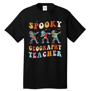 Spooky Geography Teacher Zombie Groovy Halloween Ghost Tall T-Shirt