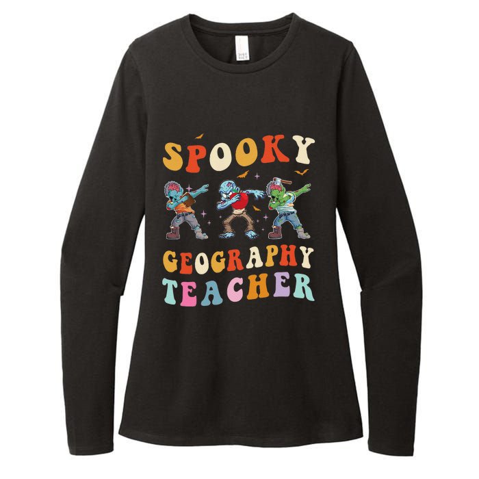 Spooky Geography Teacher Zombie Groovy Halloween Ghost Womens CVC Long Sleeve Shirt