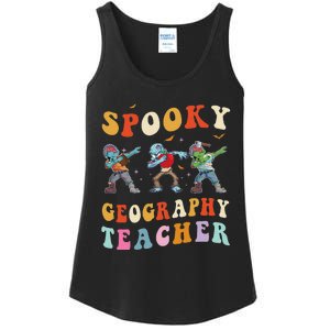 Spooky Geography Teacher Zombie Groovy Halloween Ghost Ladies Essential Tank